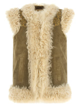Veste sans manches en fourrure d'agneau beige Etro