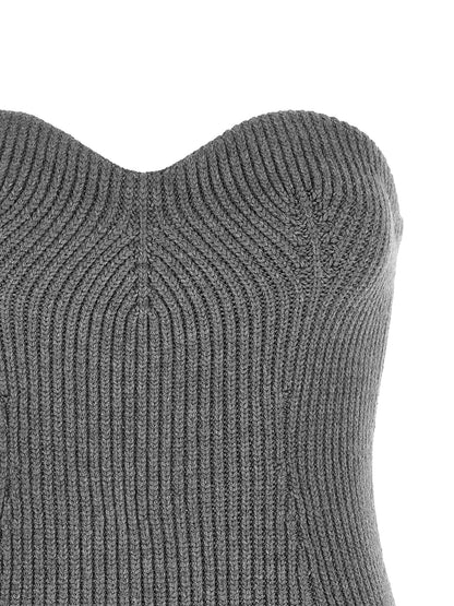 Jil Sander Gray Virgin Wool Blouse