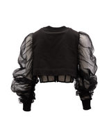 Haut court à manches longues en coton Alexander McQueen pour femme