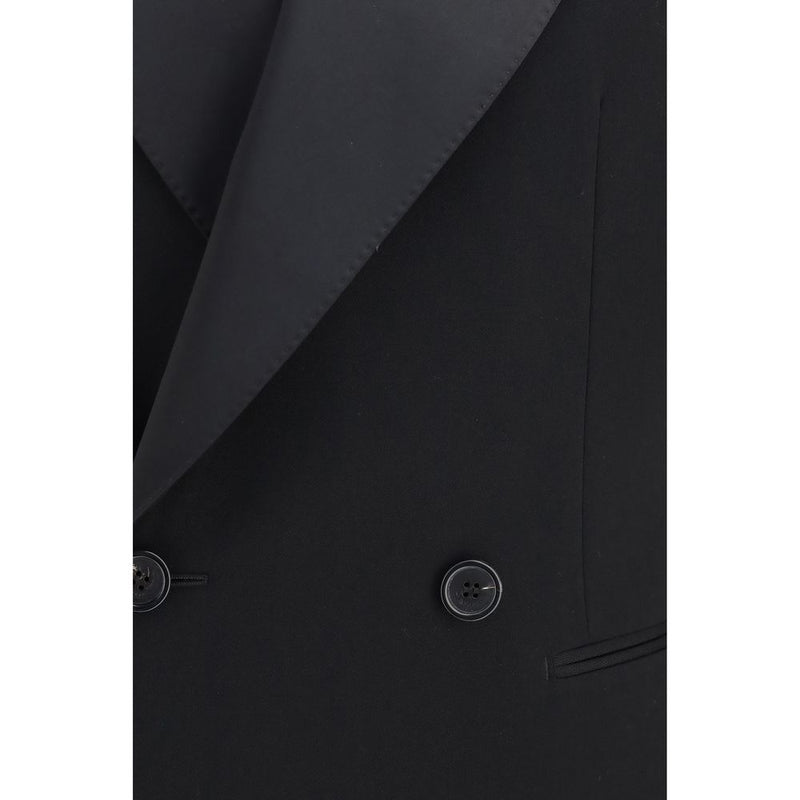 Saint Laurent Black Wool Oves Aries Leather Jacket