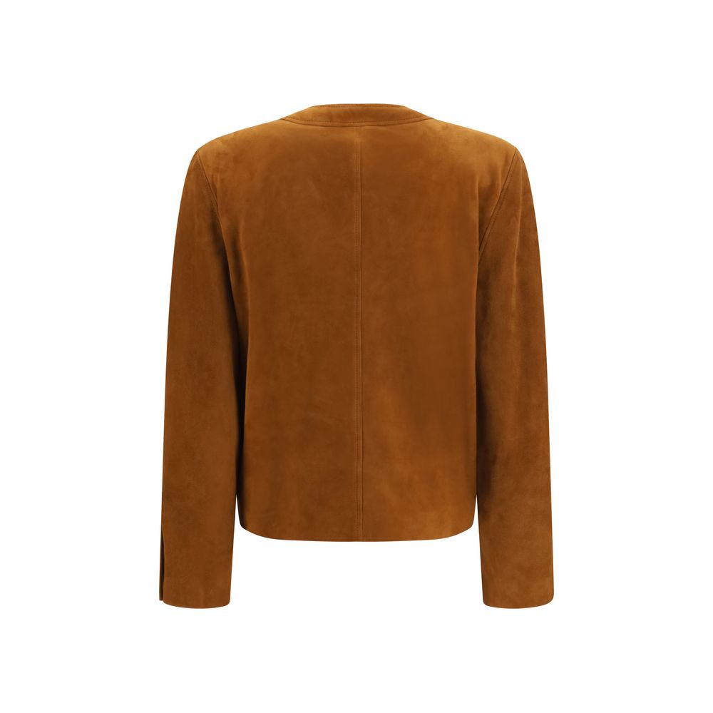 Saint Laurent Veste longue marron en agneau Ovis Aries Aries