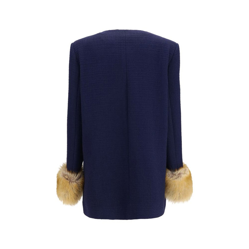 Valentino Garavani Blue Wool Oves Aries Coat