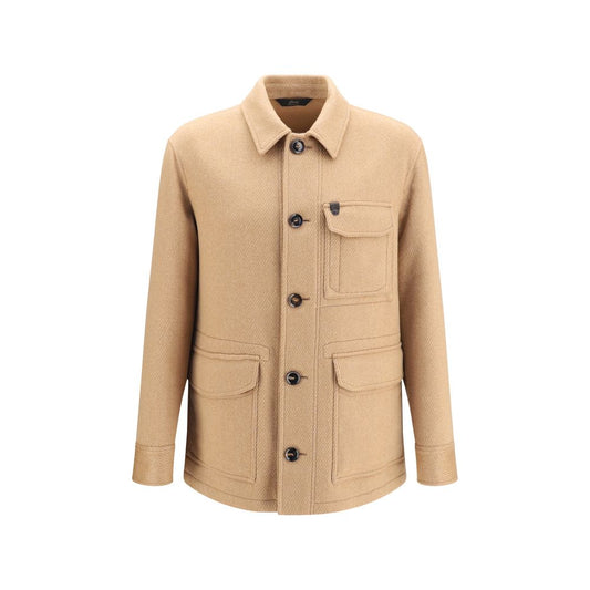 Brioni Beige Cashmere Leather Jacket