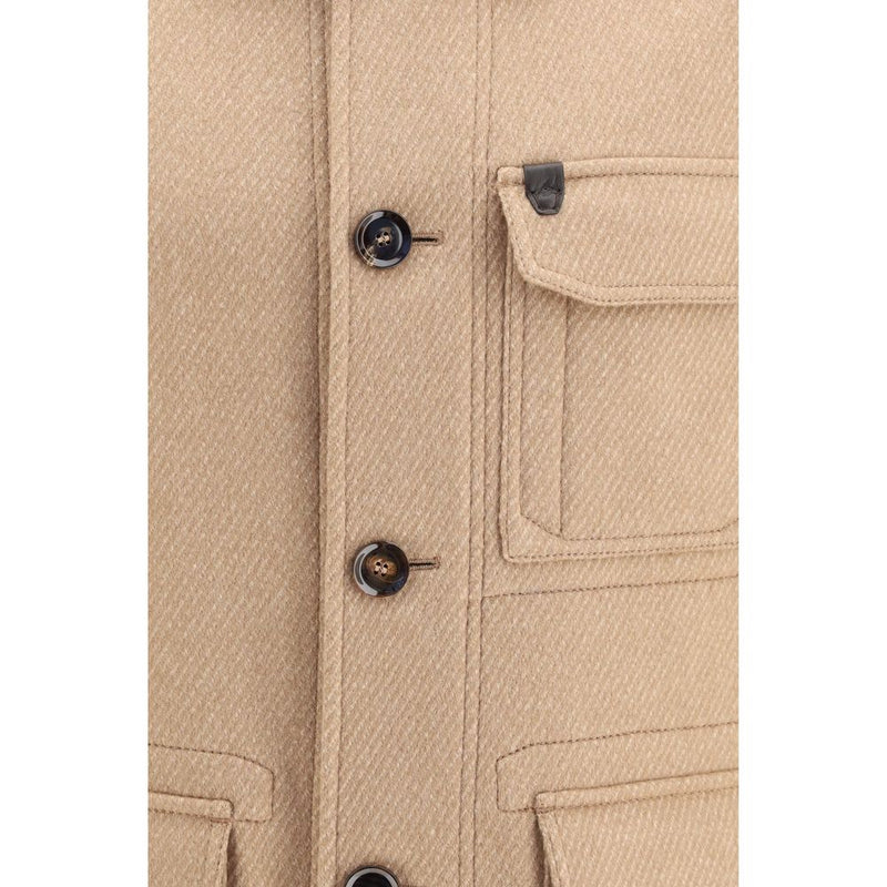 Brioni Beige Cashmere Leather Jacket