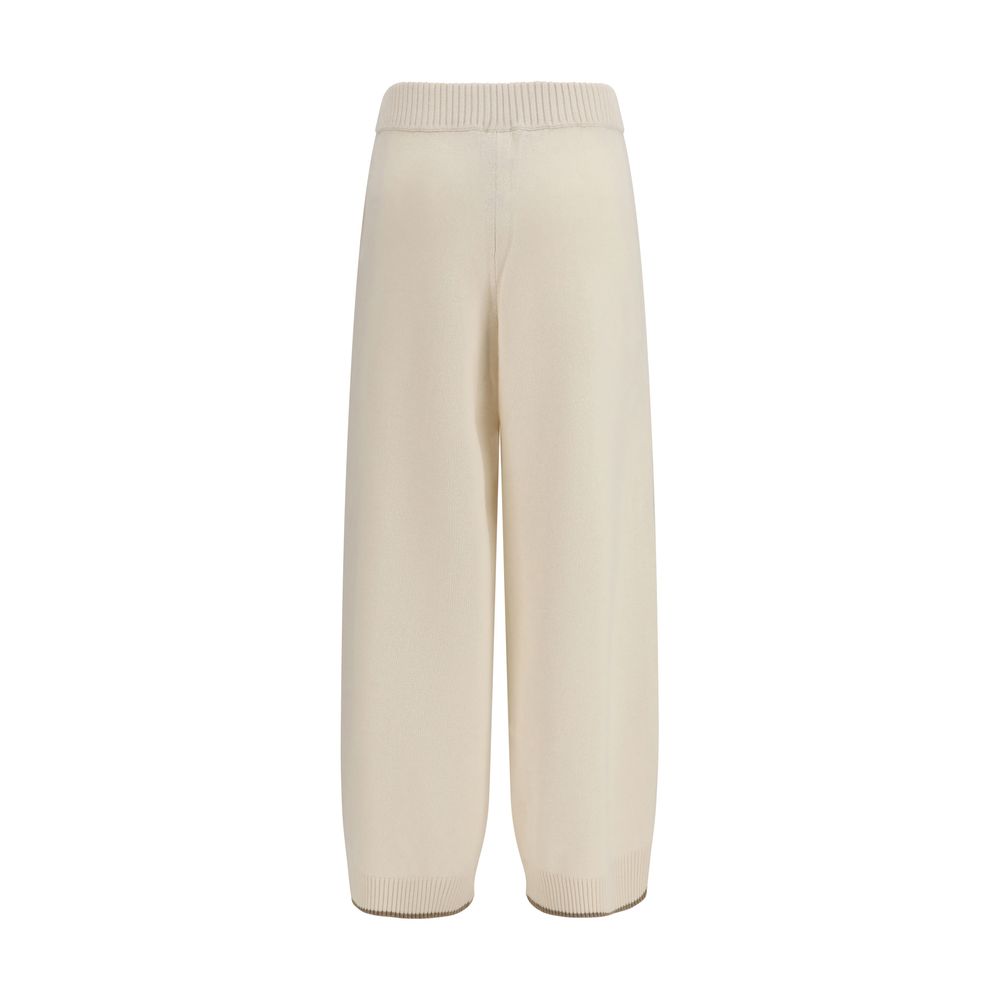 Pantalon décontracté Brunello Cucinelli en cachemire blanc