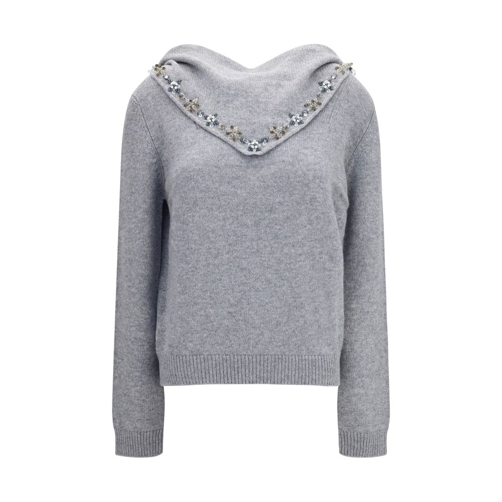 Sweat-shirt en cachemire gris Prada