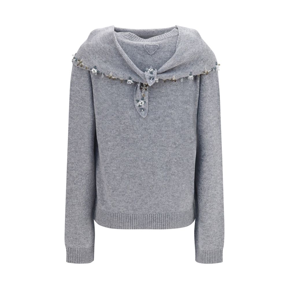 Sweat-shirt en cachemire gris Prada