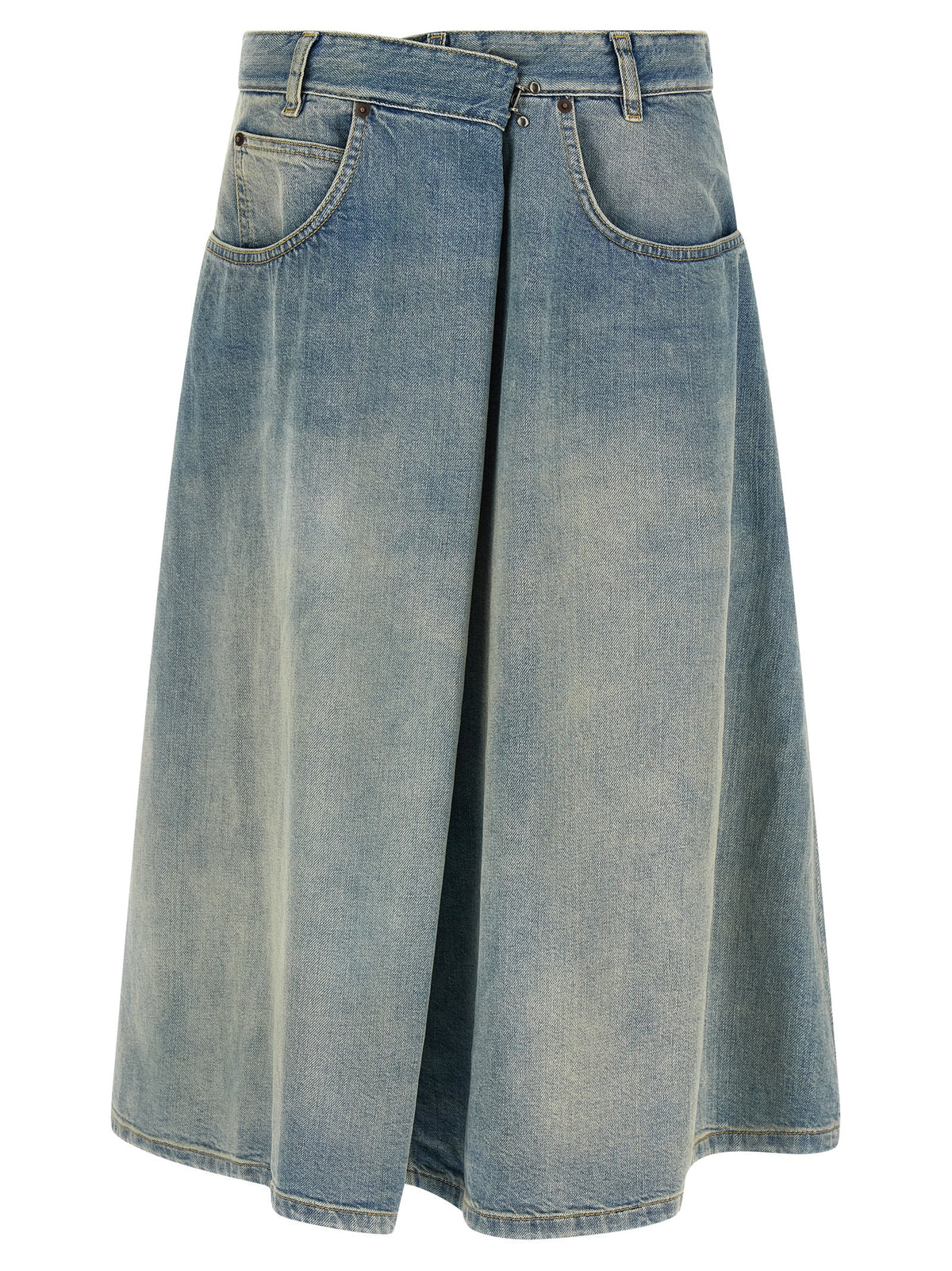 Jupe longue en coton bleu Maison Margiela