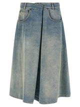 Jupe longue en coton bleu Maison Margiela