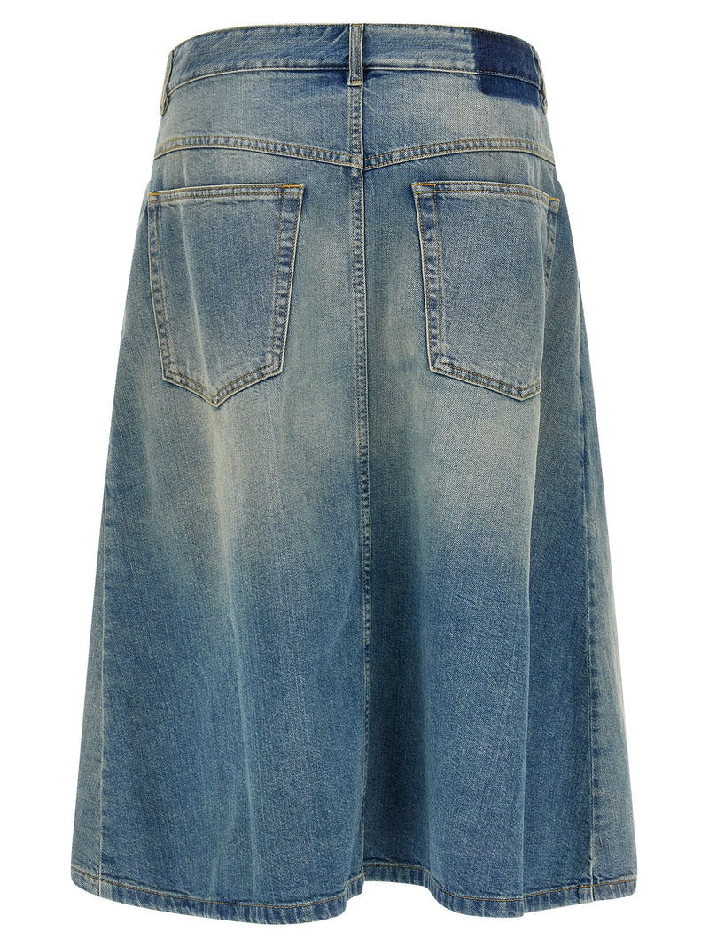 Maison Margiela Blue Cotton Midi Skirt