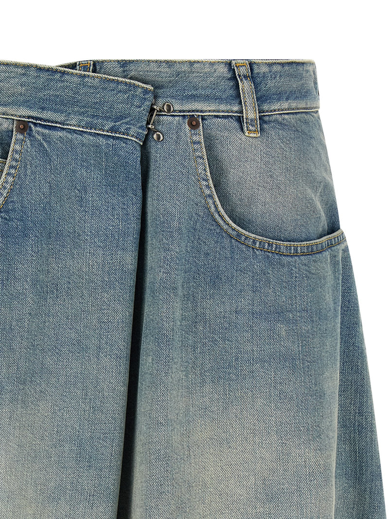Maison Margiela Blue Cotton Midi Skirt
