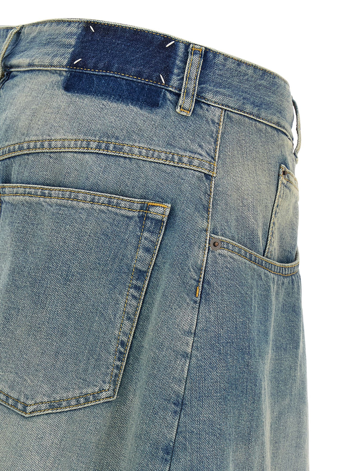 Jupe longue en coton bleu Maison Margiela