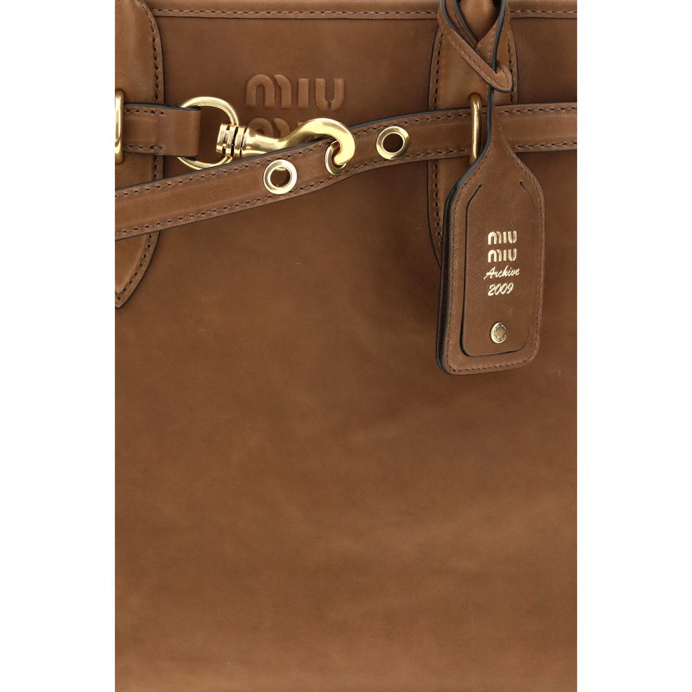 Sac porté épaule Miu Miu en cuir de veau marron Bos Taurus