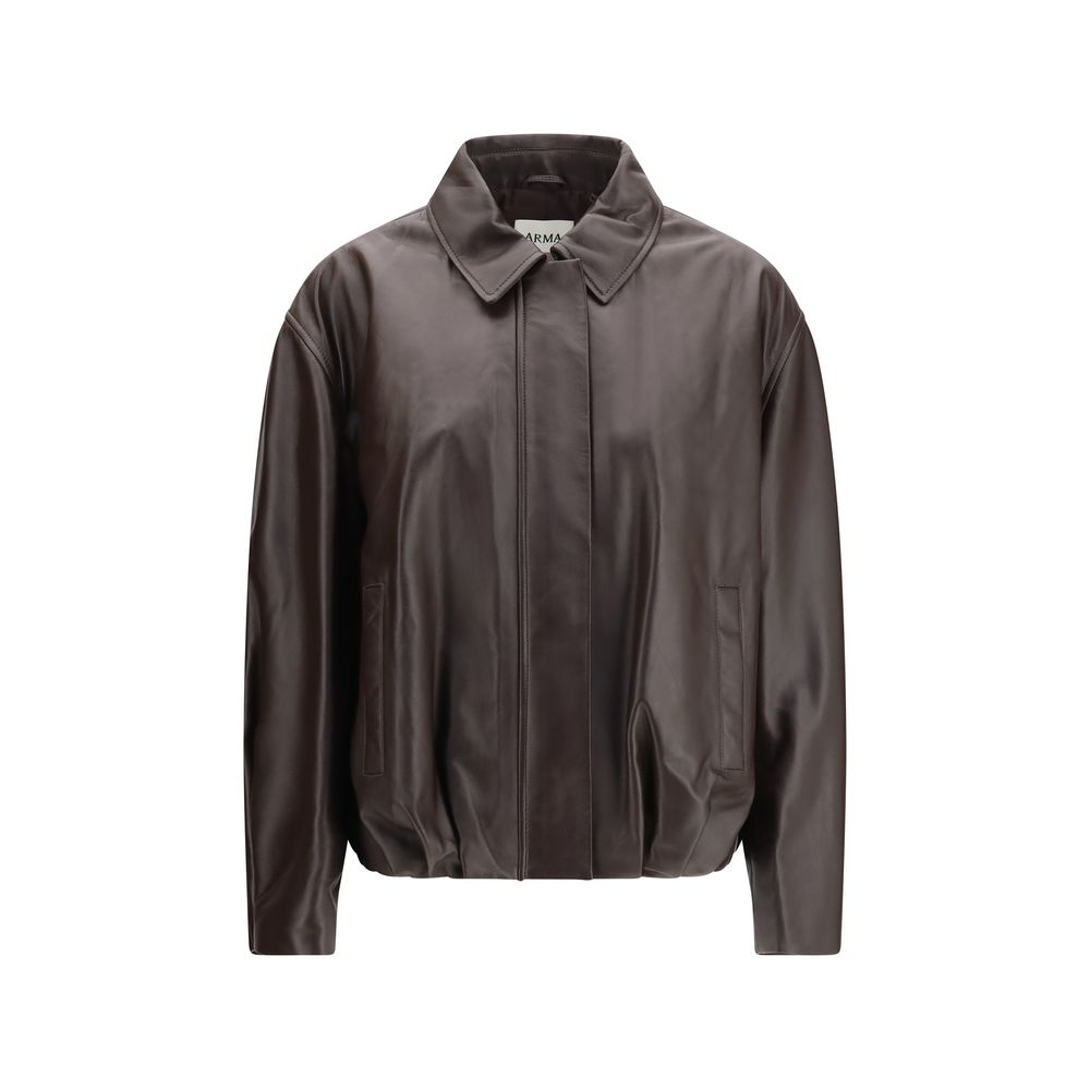 Blouson d'aviateur en cuir marron Arma