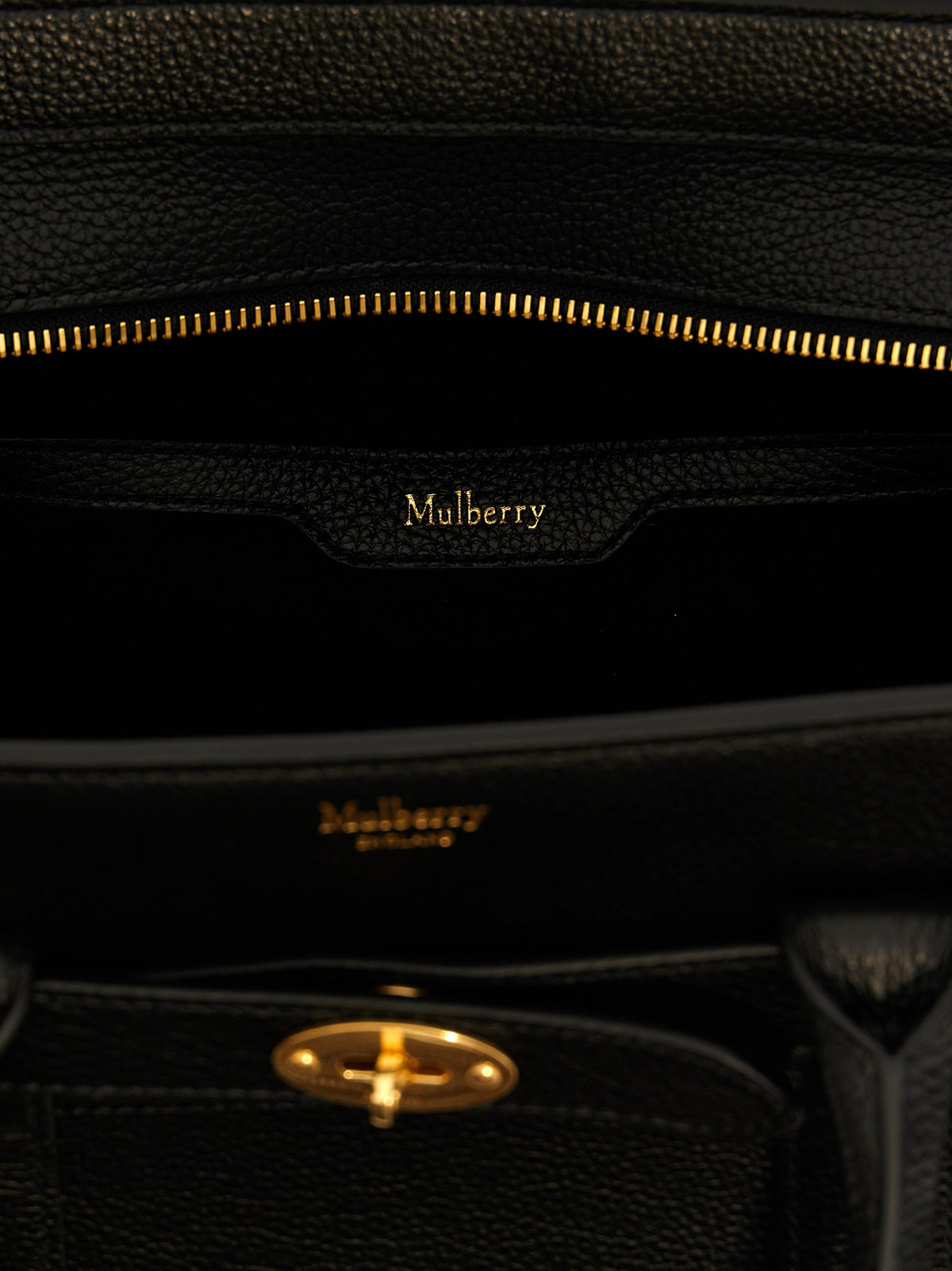 Sac cabas en veau noir Mulberry