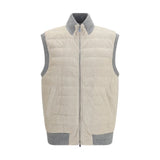 Brunello Cucinelli Gilet Sans Manches en Cuir de Veau Beige
