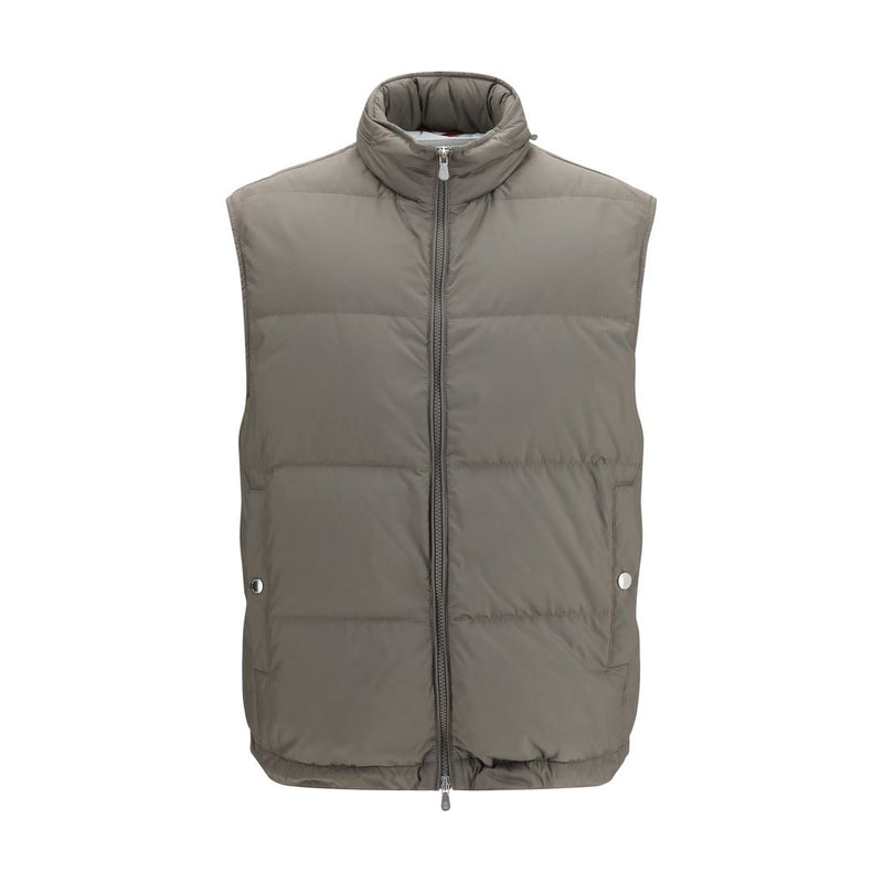 Brunello Cucinelli Gray Polyester Sleeveless Jacket