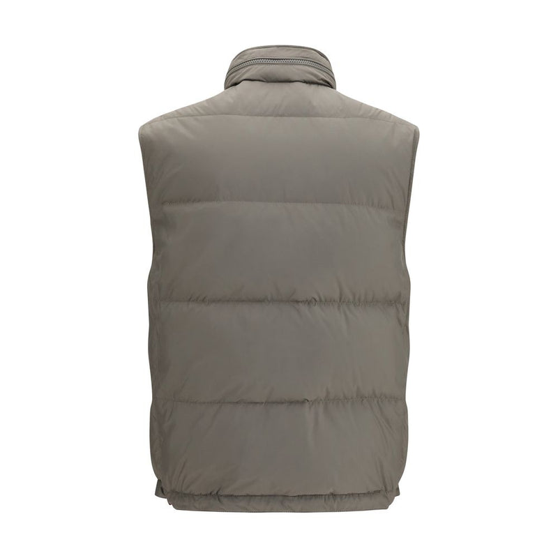 Brunello Cucinelli Gray Polyester Sleeveless Jacket