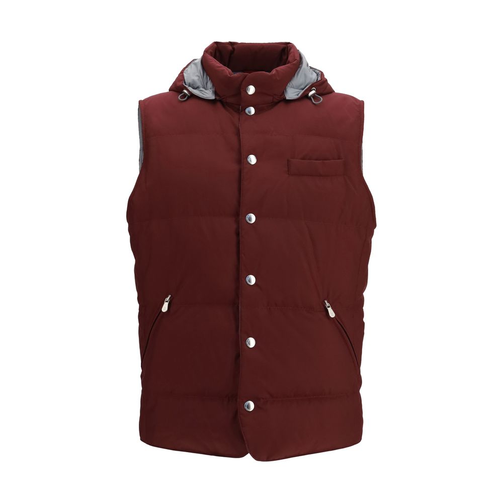 Veste sans manches en polyester bordeaux Brunello Cucinelli