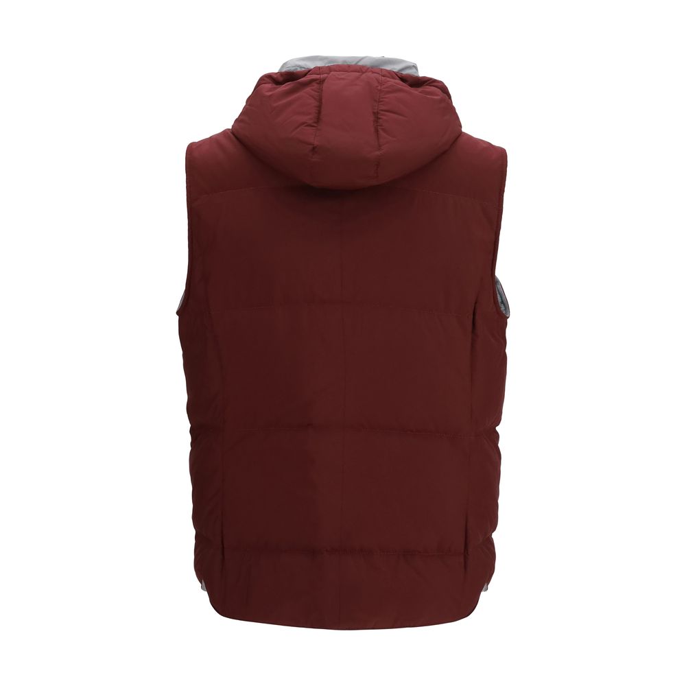 Veste sans manches en polyester bordeaux Brunello Cucinelli