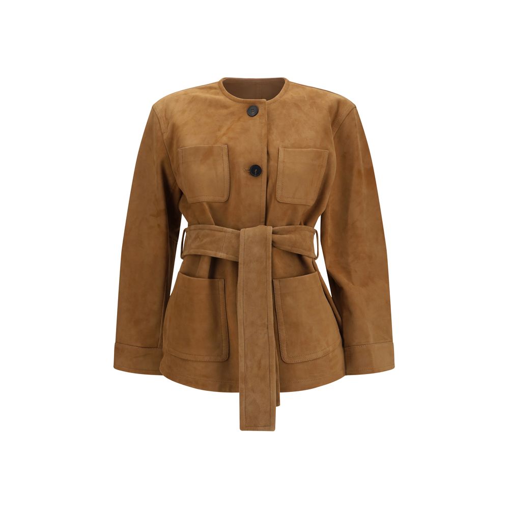Veste en cuir d'agneau marron Max Mara