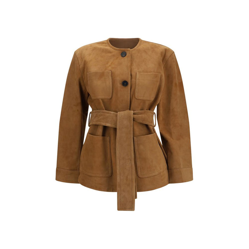 Max Mara Brown Lamb Leather Leather Jacket