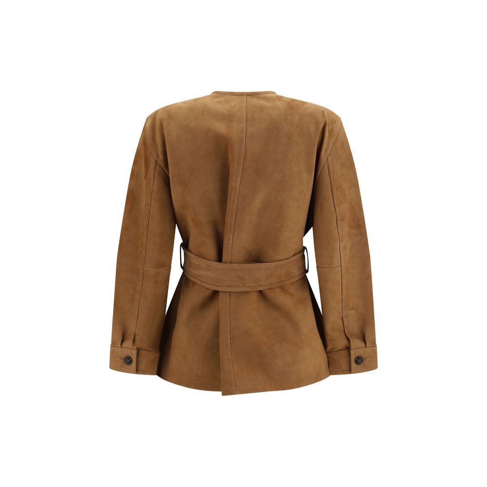 Veste en cuir d'agneau marron Max Mara