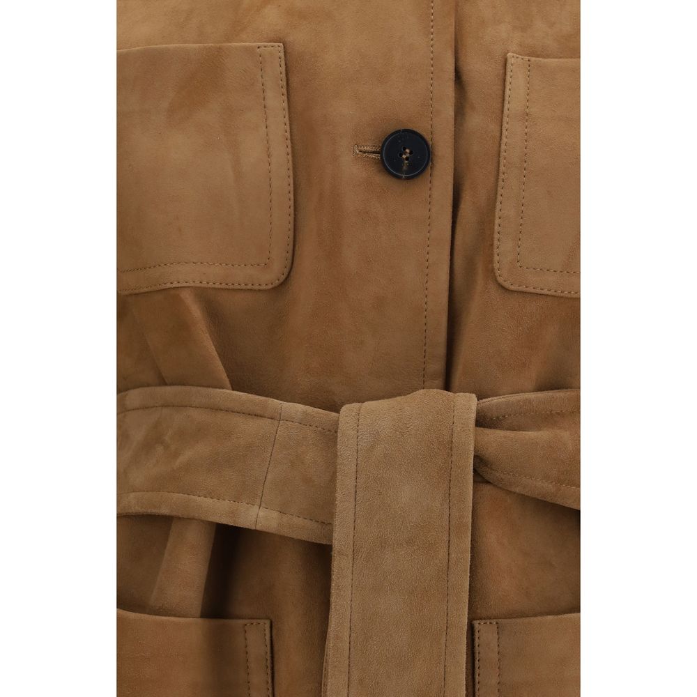 Veste en cuir d'agneau marron Max Mara