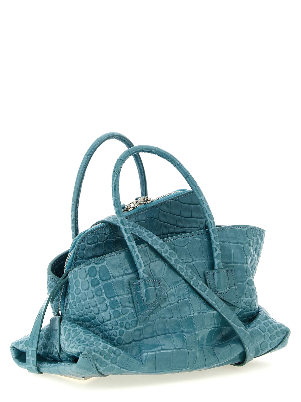 Le sac à main en cuir de vachette bleu Attico