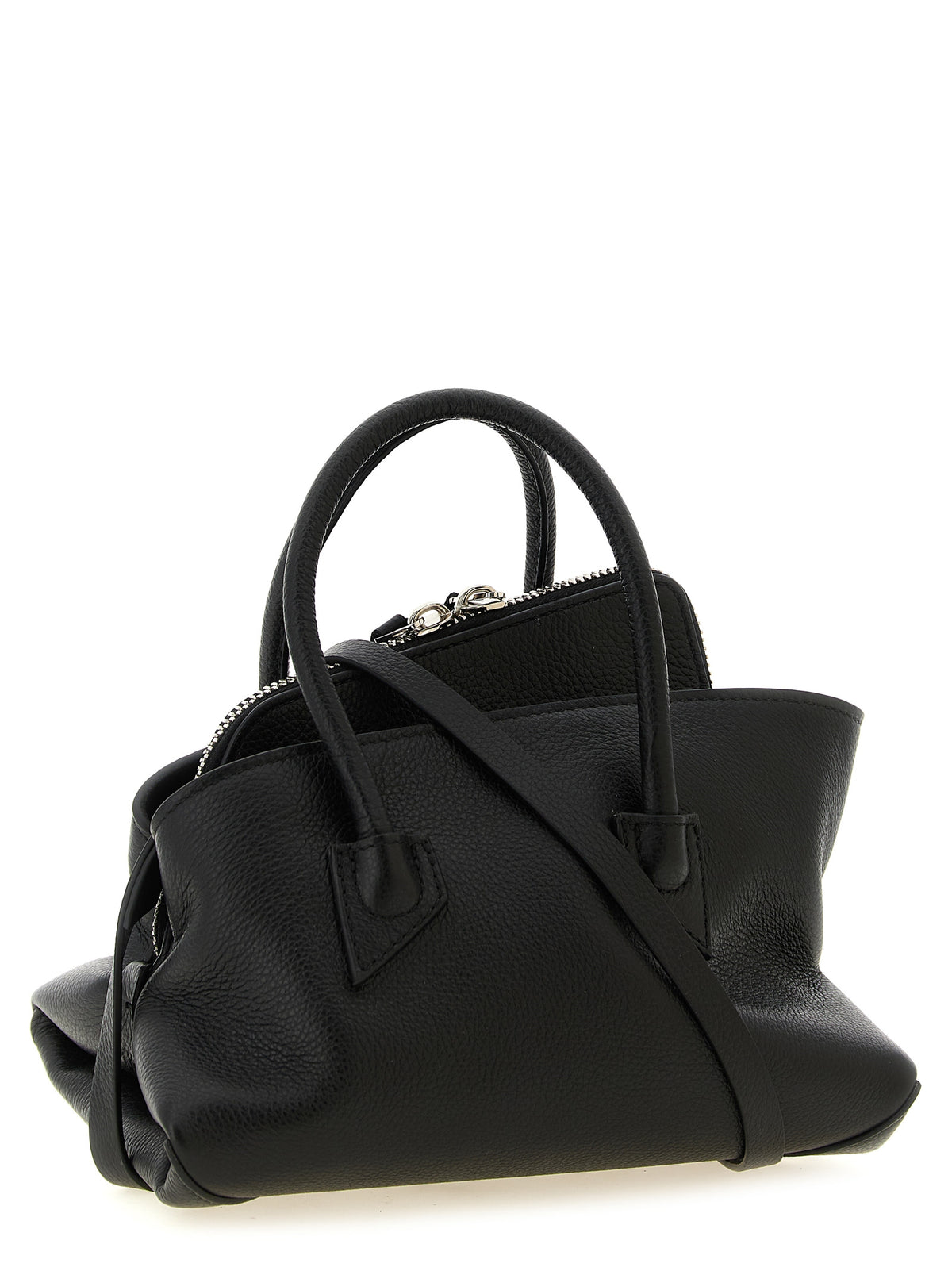 Le sac à main The Attico en cuir de bovin noir