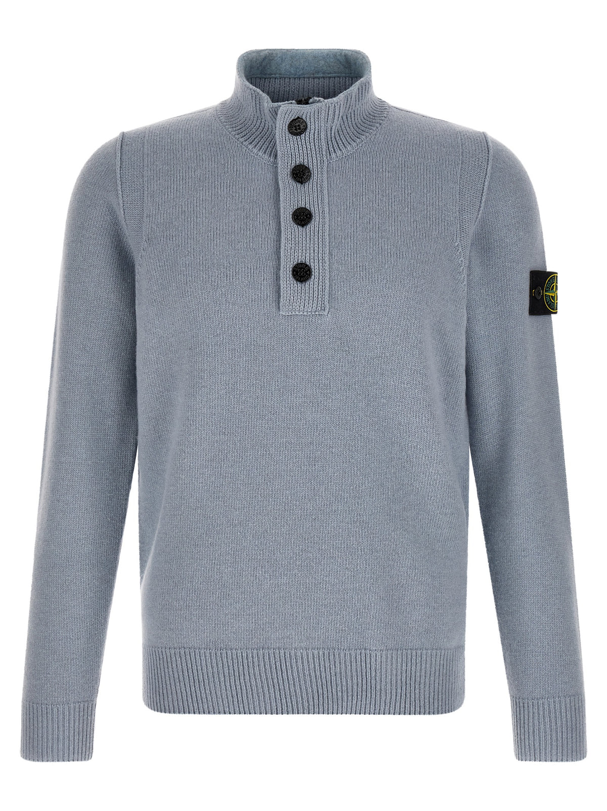 Cardigan Stone Island en Laine Vierge Bleue