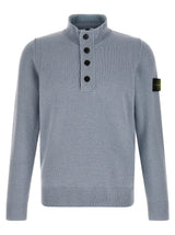 Cardigan Stone Island en Laine Vierge Bleue