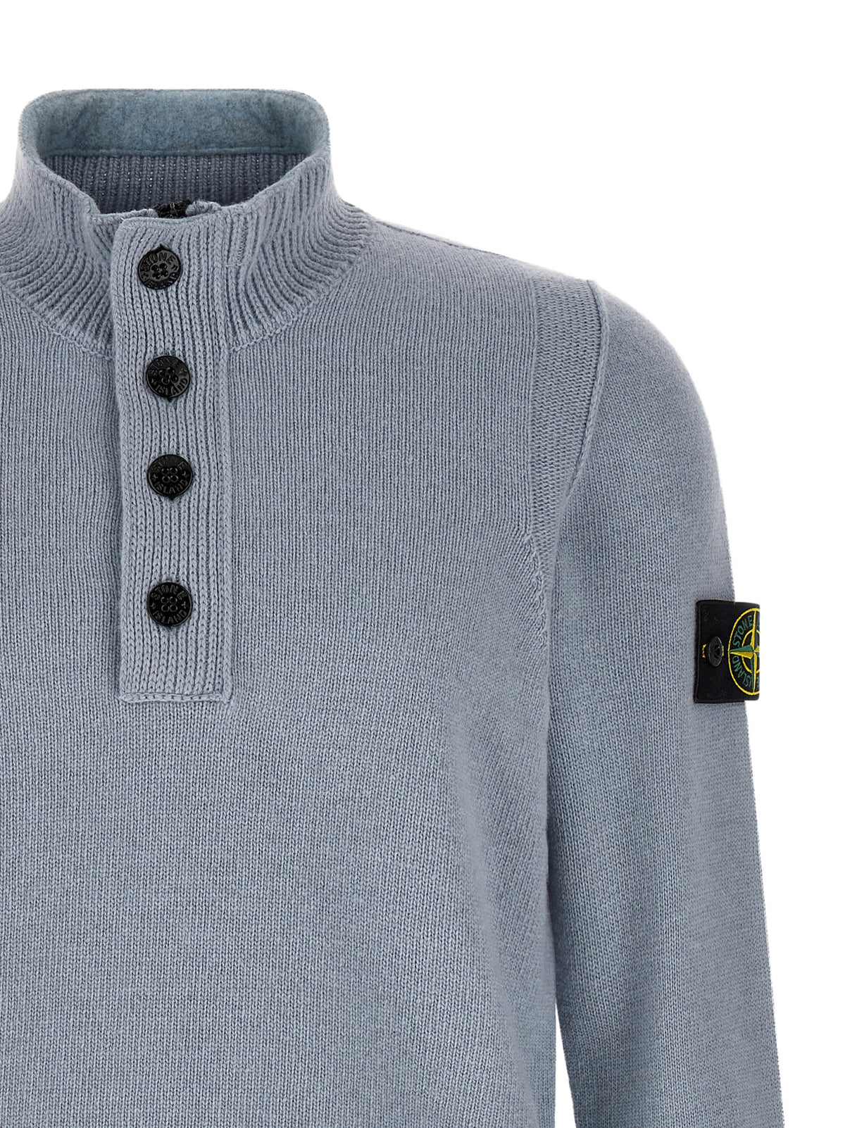 Cardigan Stone Island en Laine Vierge Bleue