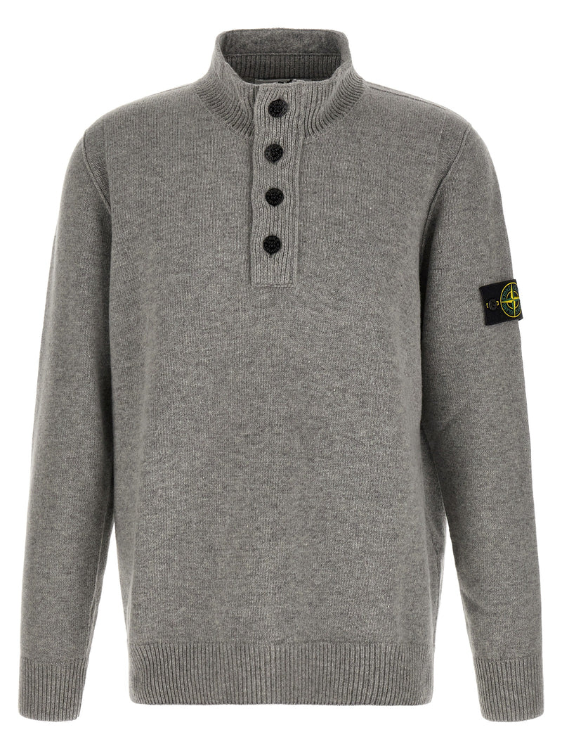Stone Island Gray Virgin Wool Cardigan
