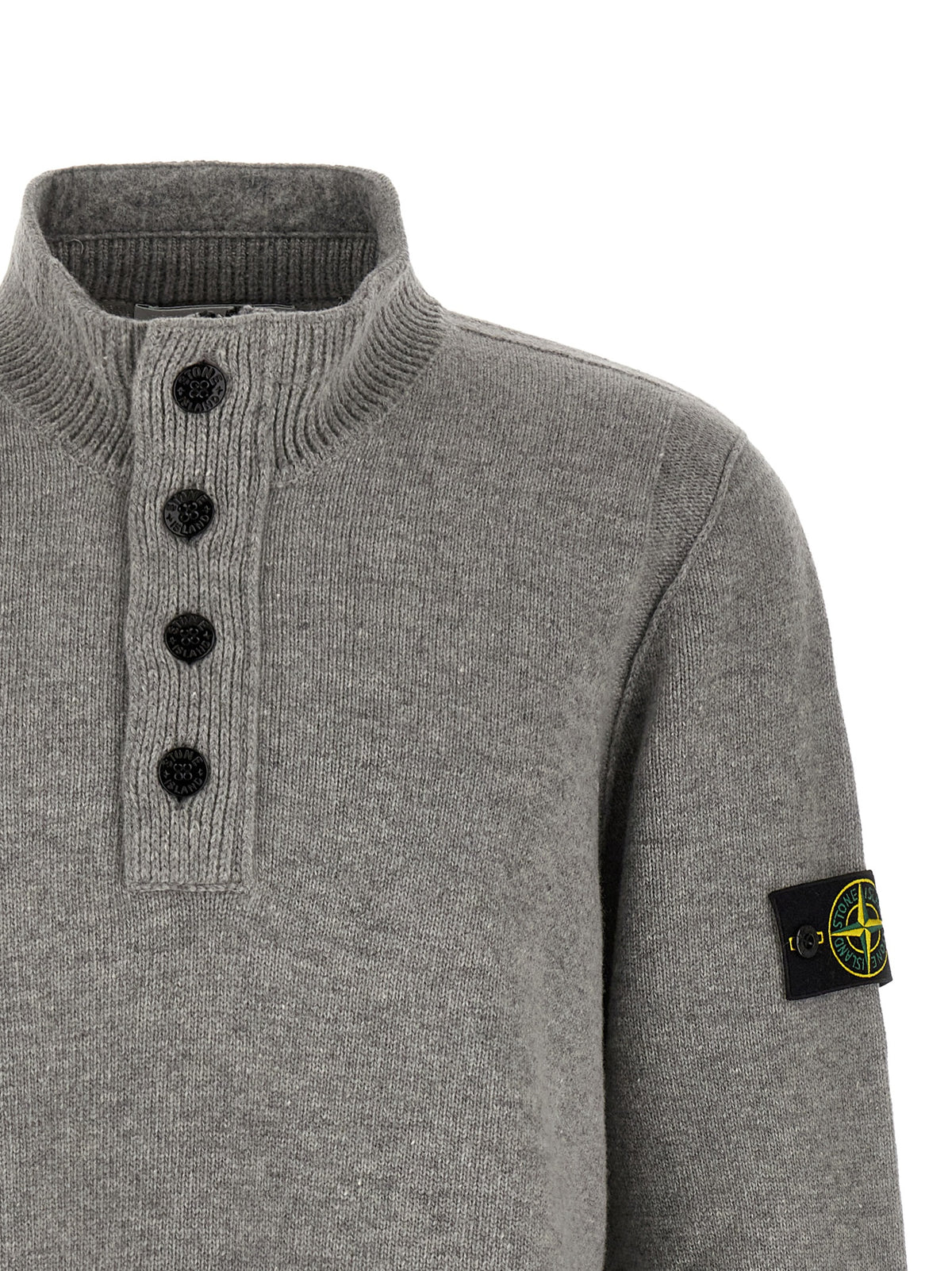 Cardigan Stone Island en Laine Vierge Grise