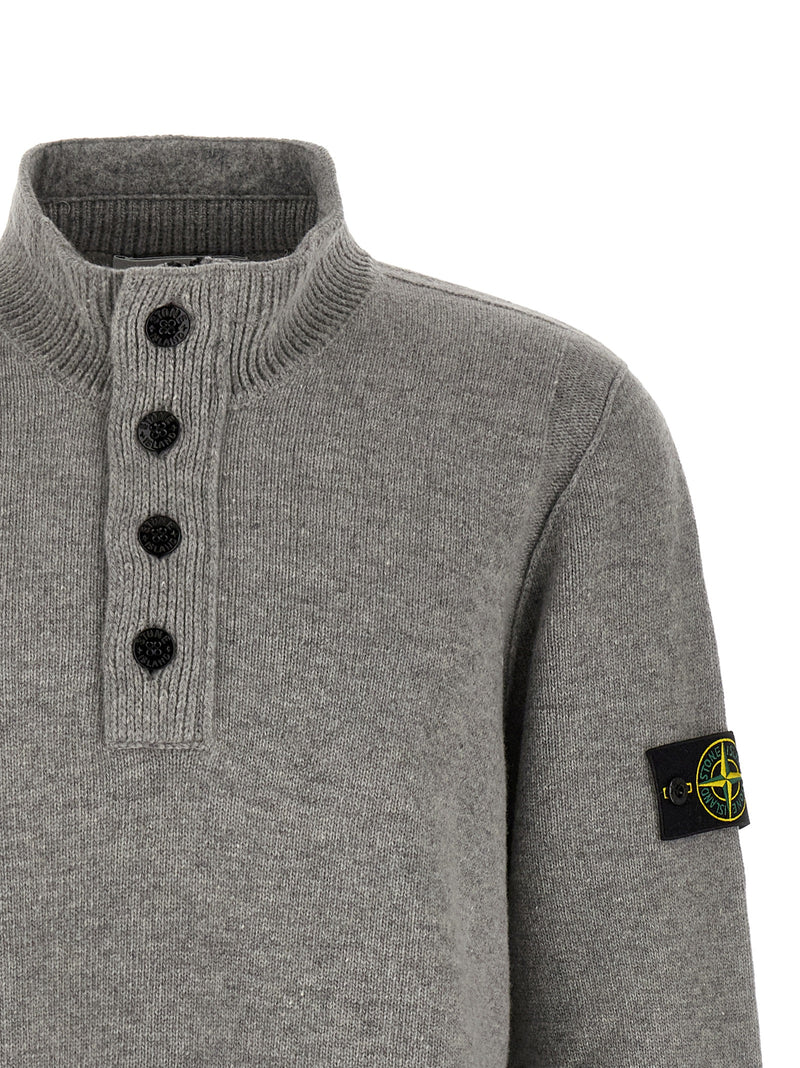 Stone Island Gray Virgin Wool Cardigan