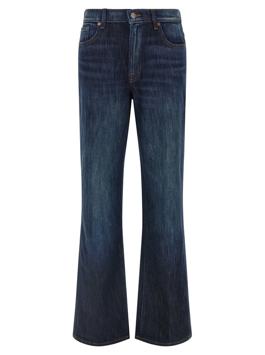 7 For All Mankind Blue Cotton Flared Jeans