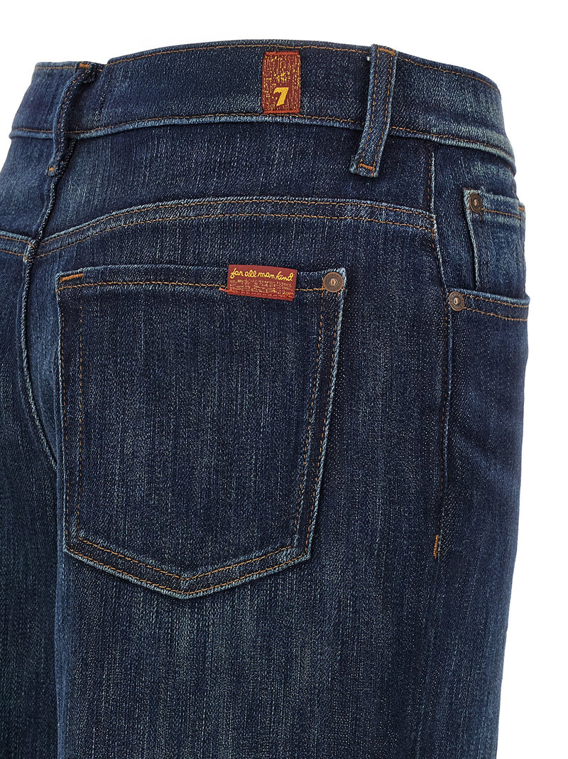 7 For All Mankind Blue Cotton Flared Jeans