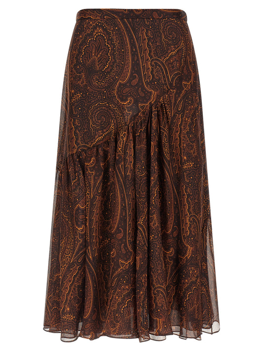Etro Brown Silk Mini Skirt