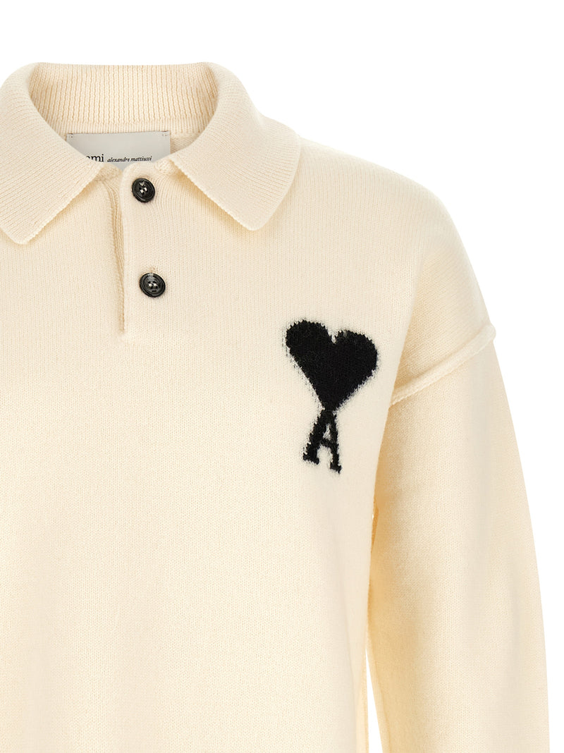 Ami Paris Bicolor Wool Polo Shirt
