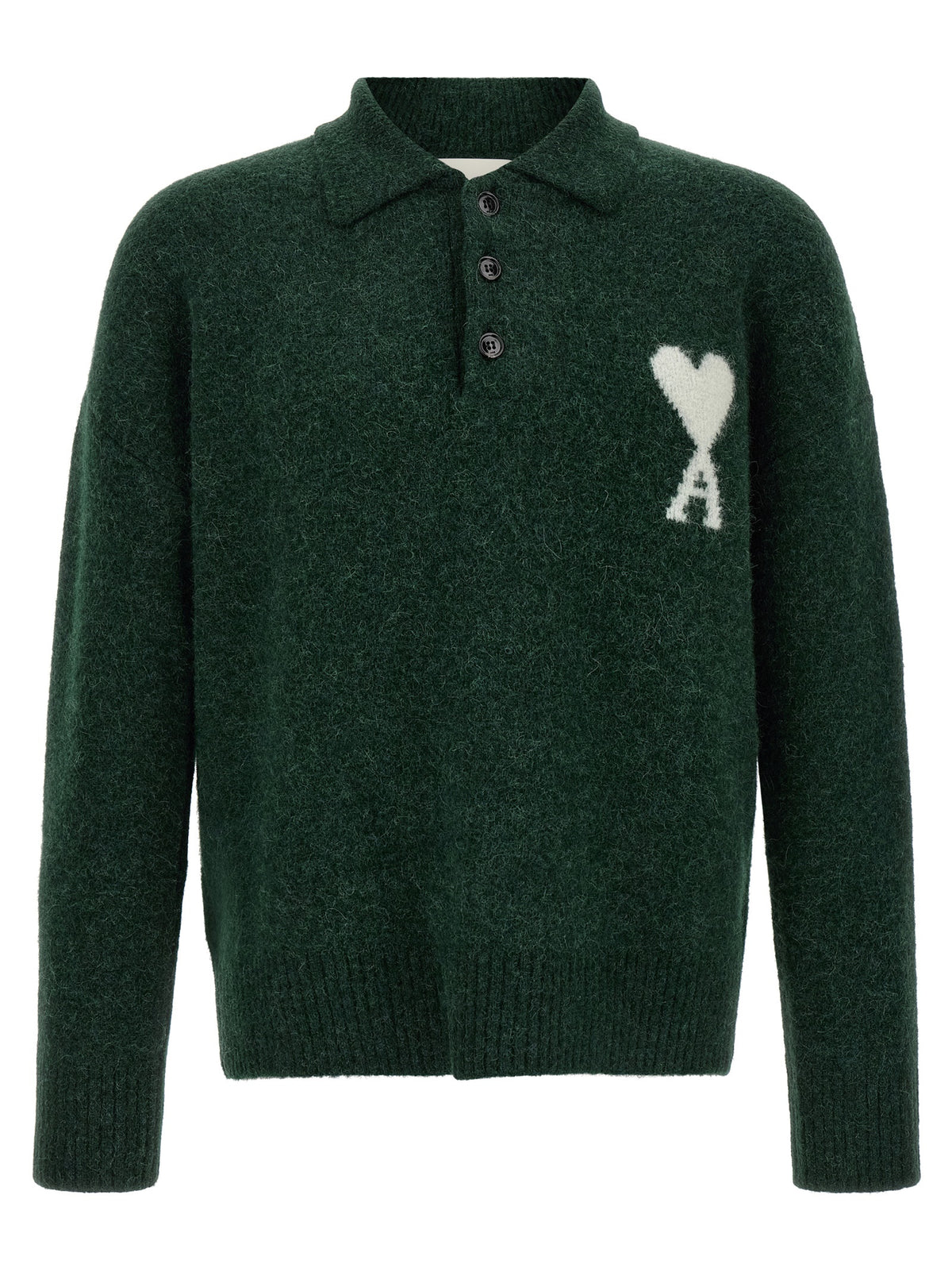 Polo en cuir et alpaga bicolore Ami Paris