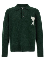 Polo en cuir et alpaga bicolore Ami Paris
