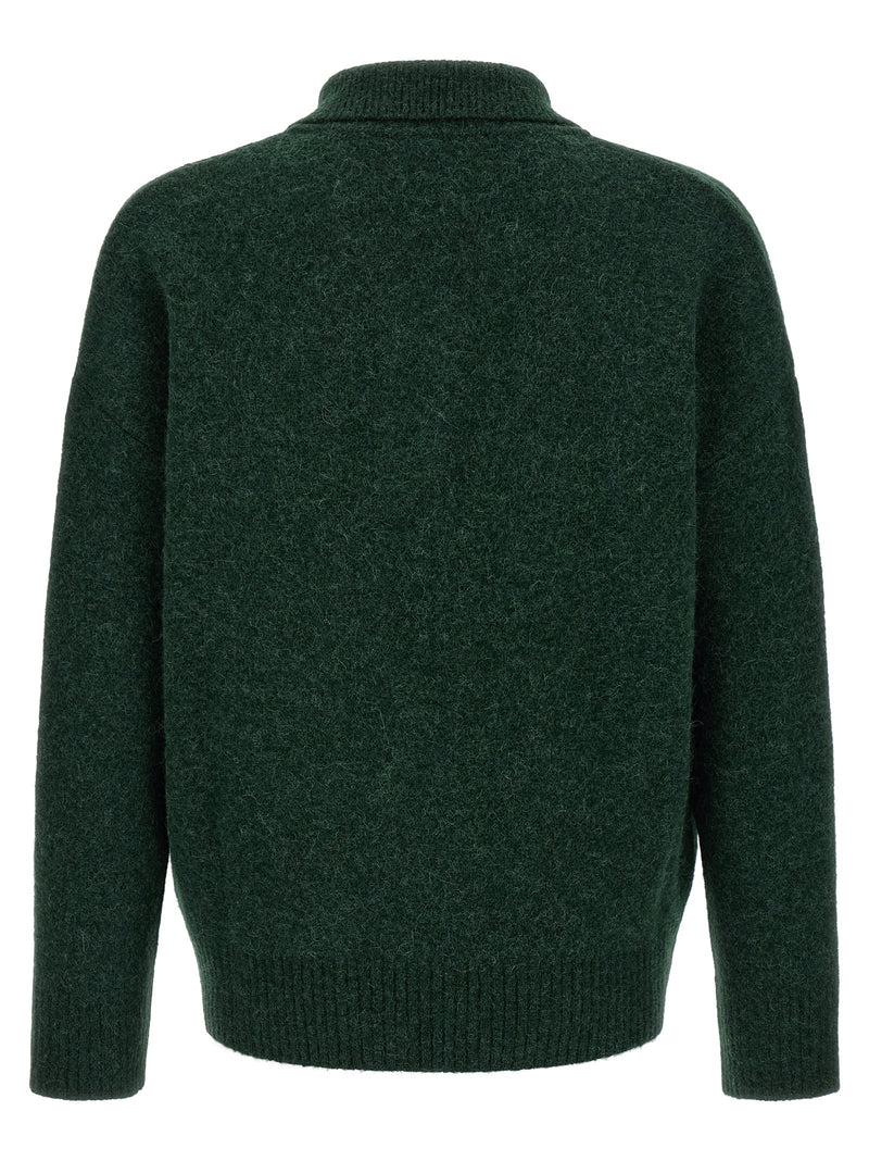 Ami Paris Bicolor Alpaca Leather Polo Shirt