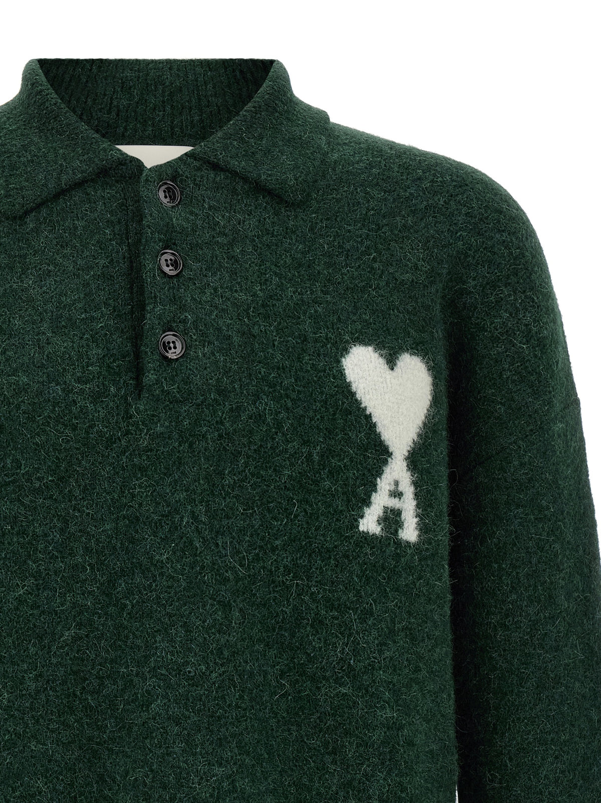 Polo en cuir et alpaga bicolore Ami Paris