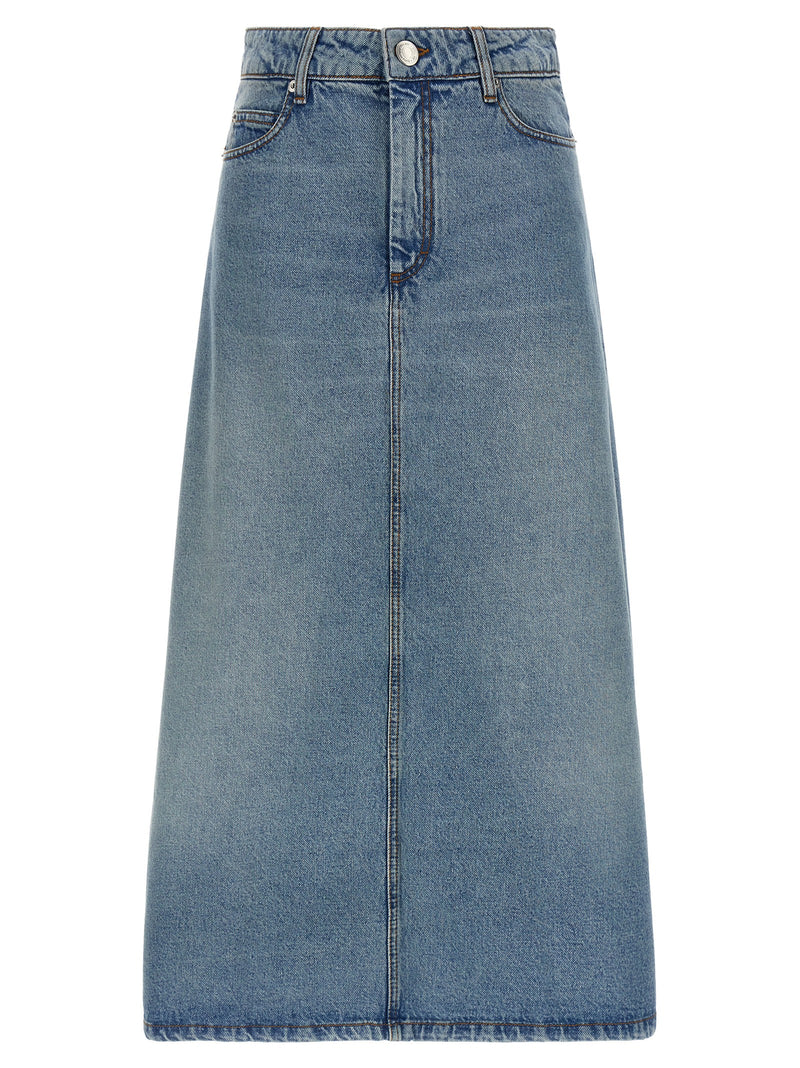 Ami Paris Blue Cotton Midi Skirt