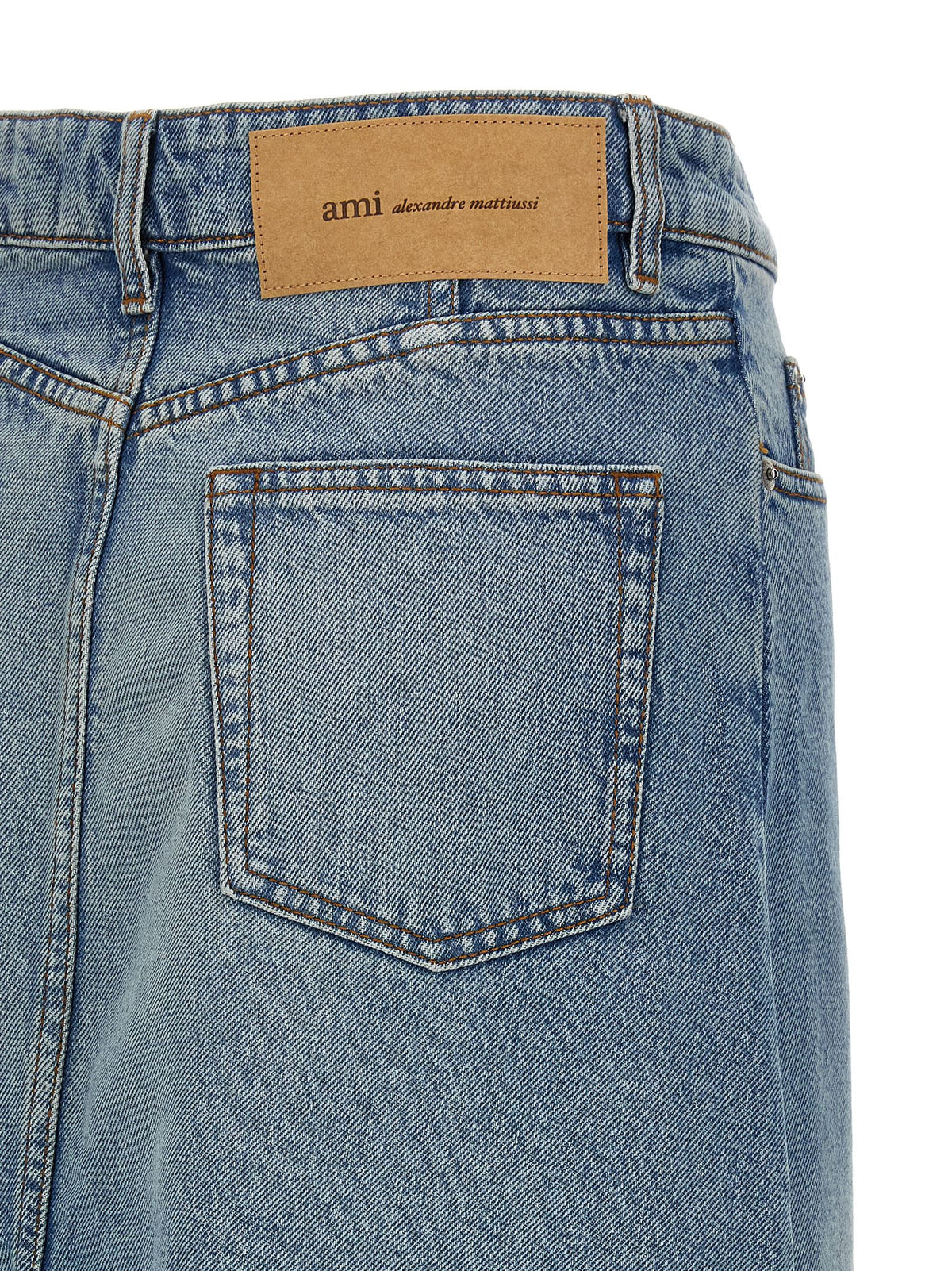 Jupe midi Ami Paris en coton bleu