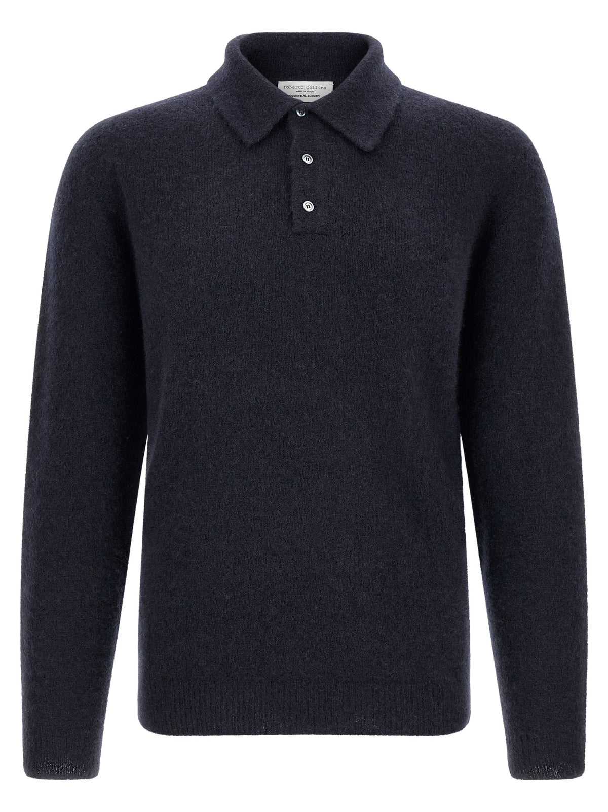 Polo Roberto Collina bleu en cachemire