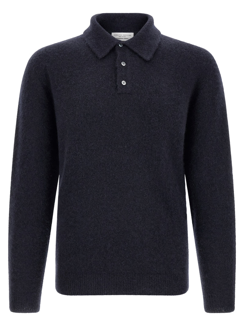 Roberto Collina Blue Cashmere Polo Shirt