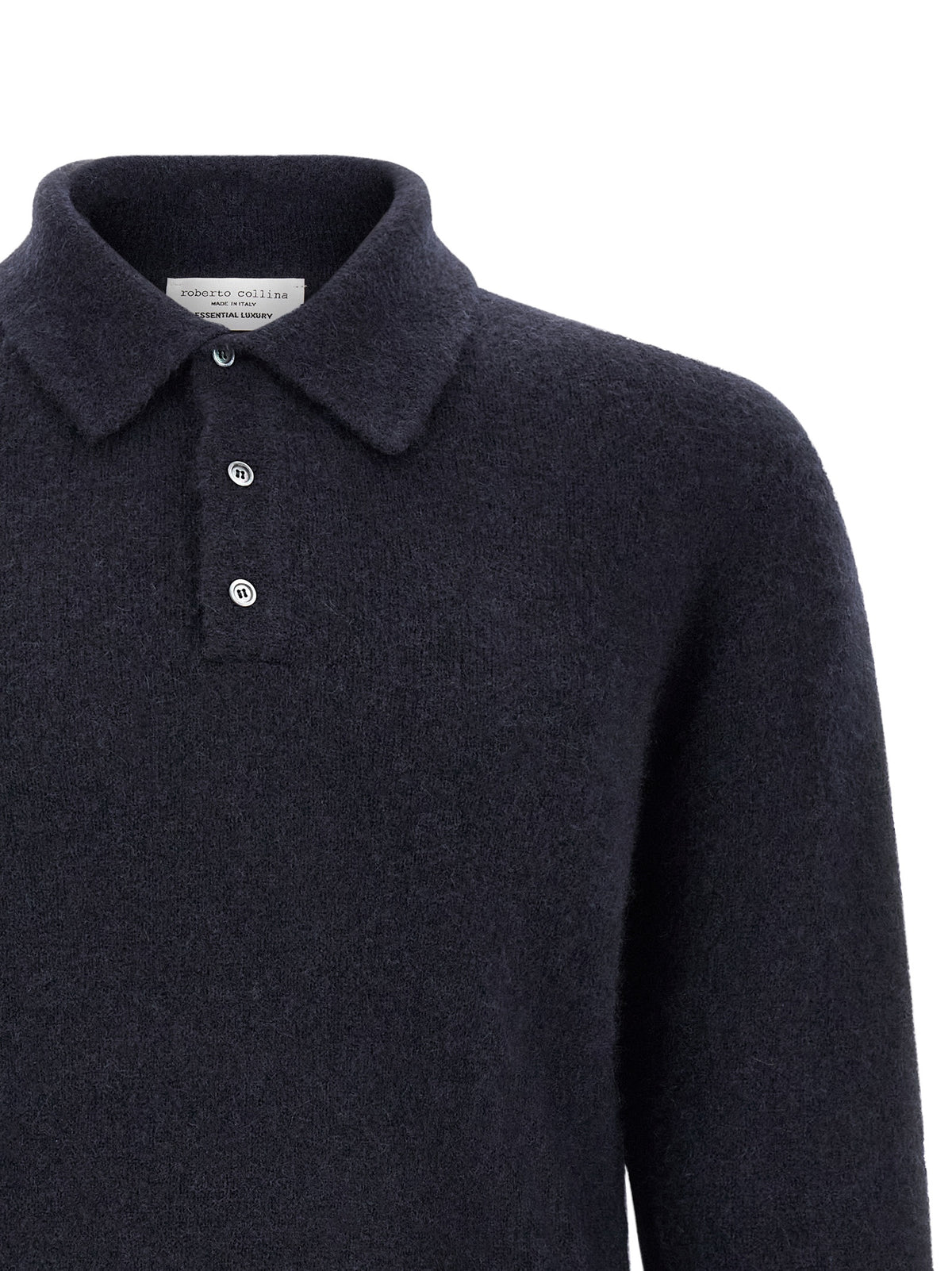 Polo Roberto Collina bleu en cachemire