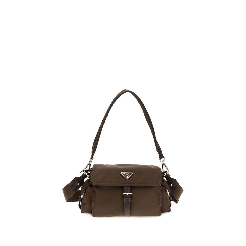 Sac bandoulière Prada en polyamide recyclé marron